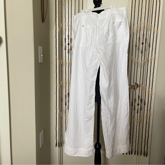 Ralph Lauren 100% Linen Wide Leg White Pants Size 6 - Picture 3 of 16